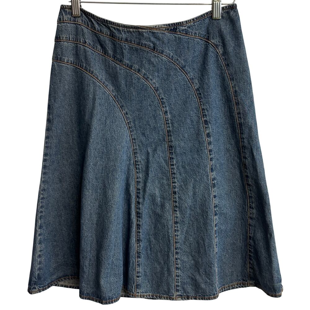 Style & Co Womens Denim Skirt Size 4P Petite Blue A-Line Midi Jean Skirt